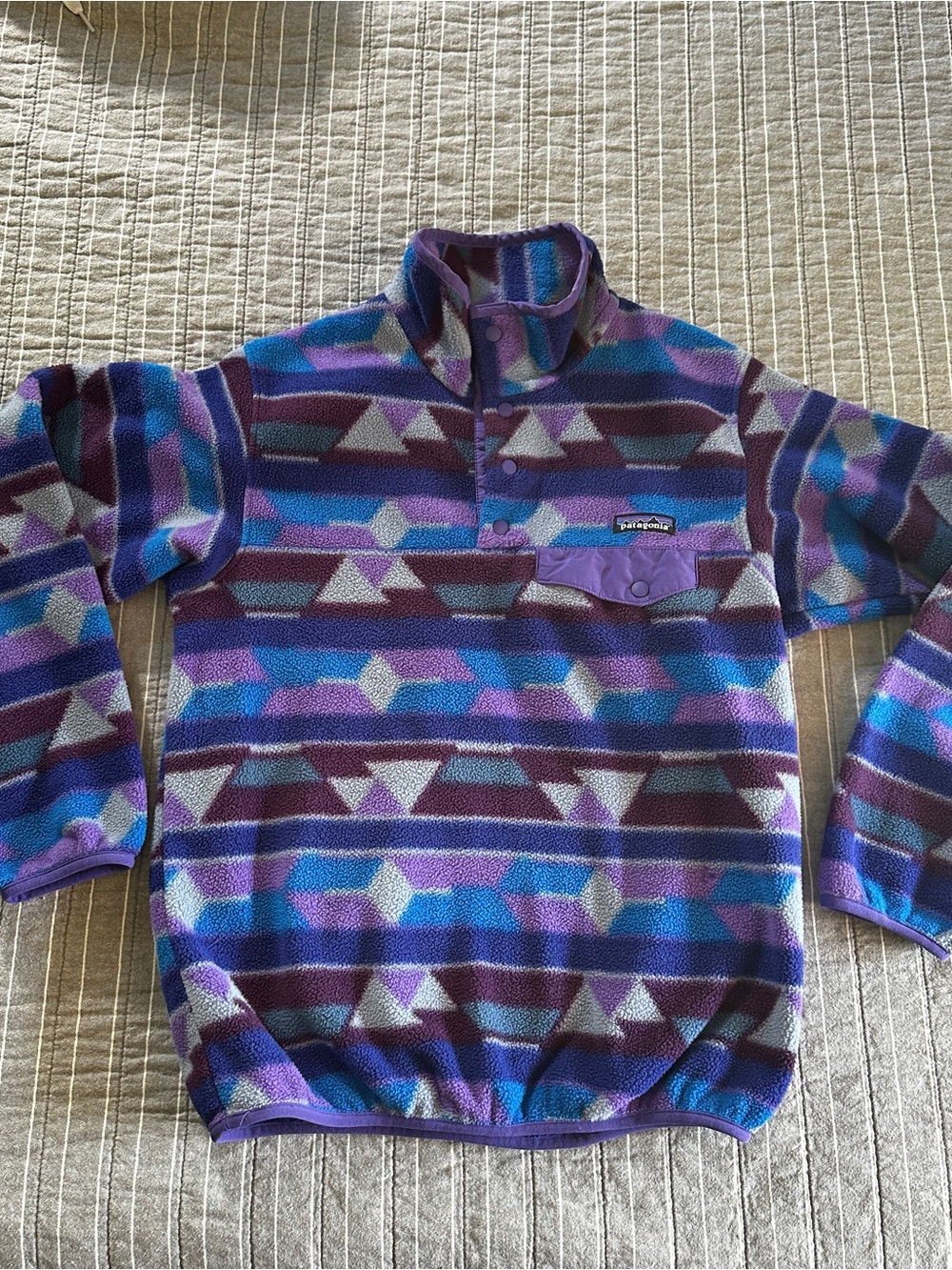 Patagonia Purple Multi-Color Patterned Fleece Pullover